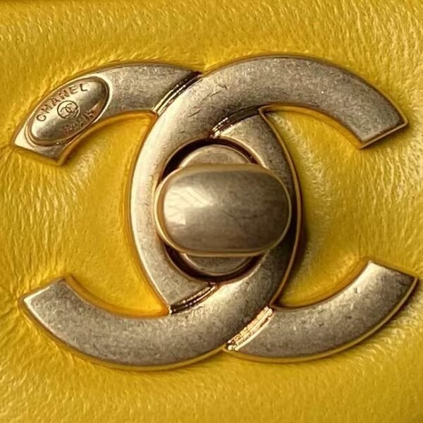 Chanel AS4868 Mini Flap Bag Pearl Lambskin Faux Pearl & Gold Metal Yellow