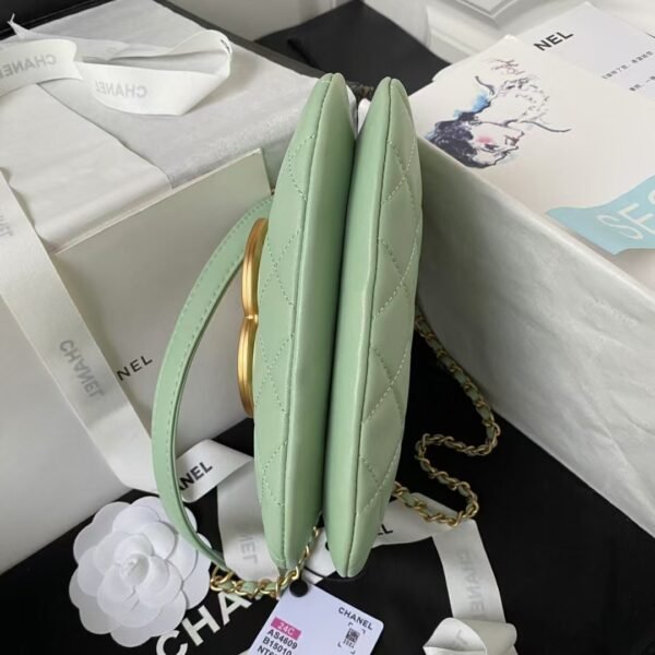 Chanel 24C Vintage Logo Small Quilted Lambskin Shoulder Bag AS4609 Green