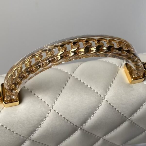 Chanel AS4847 Mini Flap Bag With Top Handle Lambskin Resin White