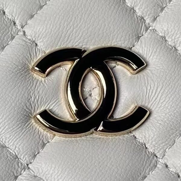 Chanel 24B AP3354 Calfskin Chain Clutch White