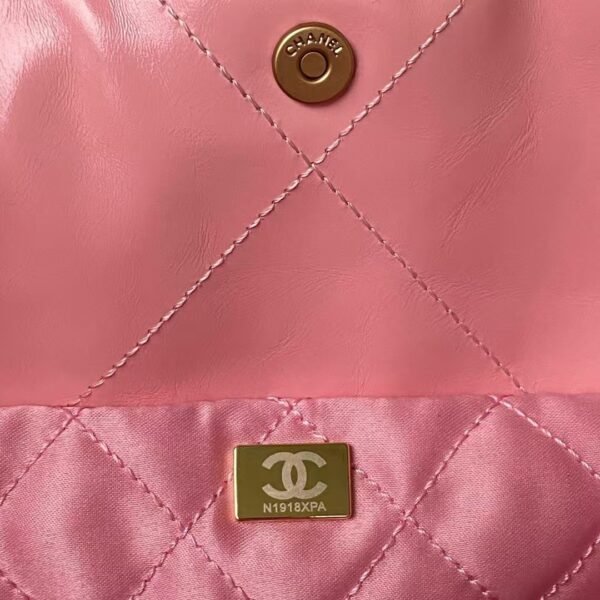Chanel 22 Hobo Bag 24C AS4486 Gold Metallic Dark Pink Shiny Calfskin New Edition Horizontal