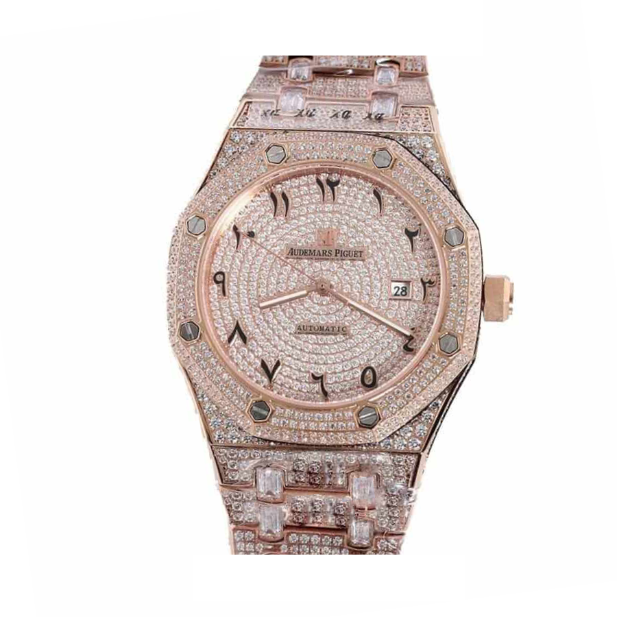 Audemars-Piguet-Royal-Oak-Iced-Out-Rose-Gold-Replica