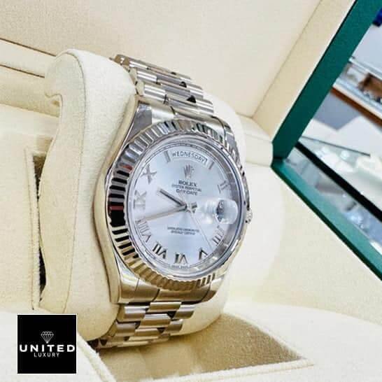 Rolex Day-Date II 218239 "Grey Roman Dial" Elite Clone Edition Rolex Rhodium 41 Replicaa1 Rolex Day-Date II 218239 white replica in the rolex box