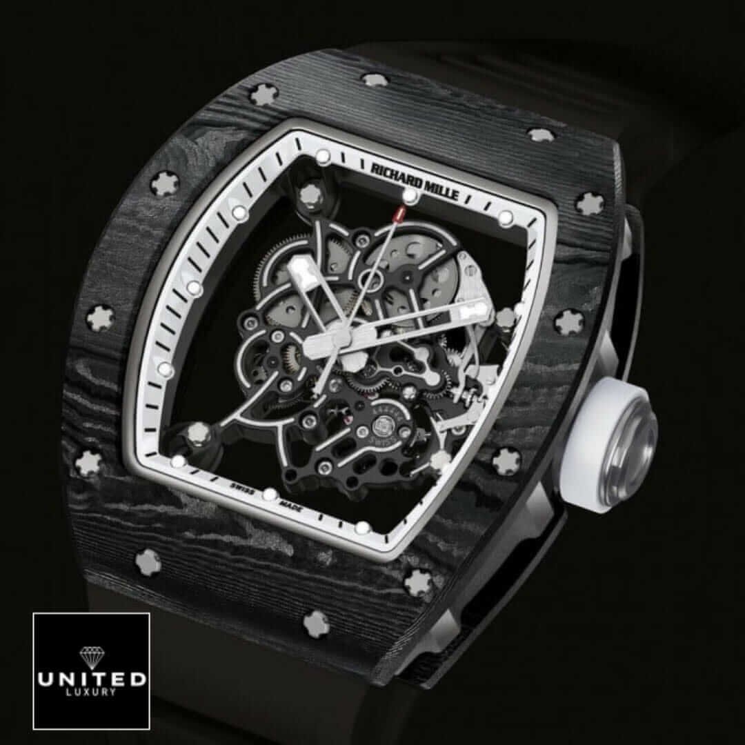 Richard Mille RM 055 "Bubba Watson" True Clone 1:1 Yeni Proje 25 Richard Mille White Dial Black Bezel Replica black background