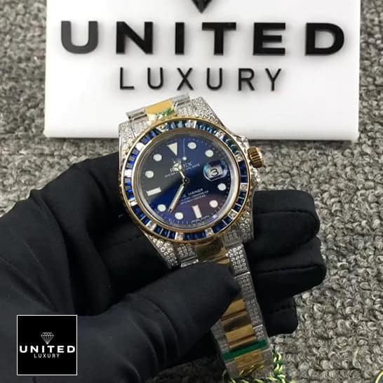 Rolex Submariner Date 18038 "Iced Out Blue Dial" Exact Duplicate Quality asx 1 Rolex Submariner 18038 Blue Dial Gem-Set Bezel Replica