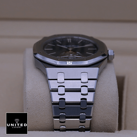 Audemars Piguet Royal Oak Flying Tourbillon 26515OR.OO.1220OR.01 Precision Clone audemars piguet royal oak 26510ST.OO .1220ST.01 replica side Audemars Piguet 26510ST.OO_.1220ST.01- Royal Oak Tourbillion Blue Dial Replica in the box