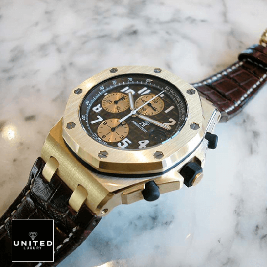 Audemars Piguet Royal Oak Offshore 26007BA.OO.D088CR.01 "Arnold Schwarzenegger" Handcrafted Clone Quality audemars piguet royal oak offshore 26007BA.OO .D088CR.01 replica brown Audemars Piguet Royal Oak Brown Dial Replica crown / push button