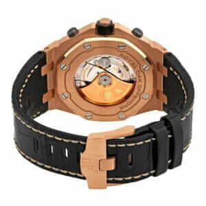 ap-royal-oak-rose-gold-black-leather-dial-replica