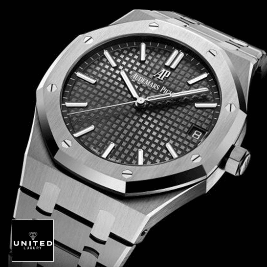 Audemars Piguet Royal Oak 15400ST.OO.1220ST.04 Deluxe Replica Edition Audemars Piguet 15400ST.OO_.1220ST.04 Royal Oak Gray Replica black background