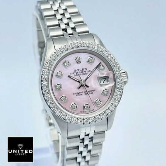 Rolex Datejust 126234 "Diamond Bezel" Premium Clone datejust pink diamond replica 4 Rolex Datejust Pink Dial Diamond Bezel Replica white background