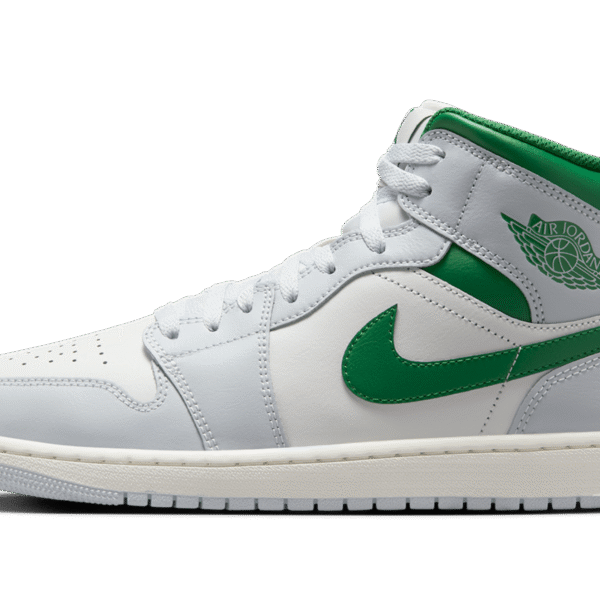 Jordan 1 Mid "White Pure Platinum Pine Green"