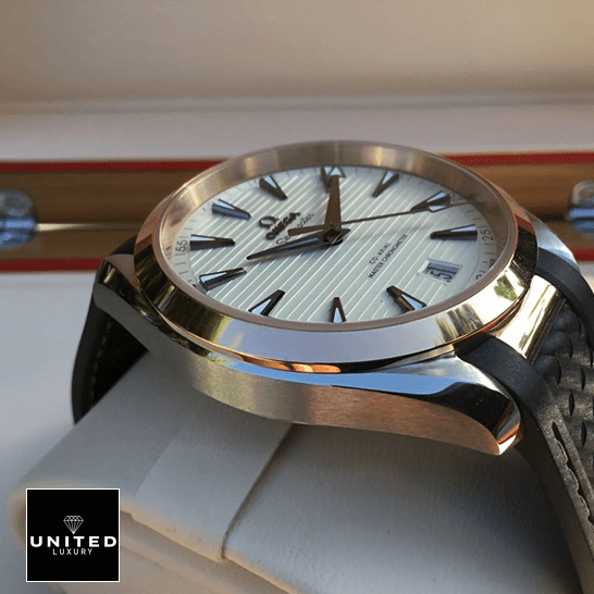 Omega Seamaster Rubber Black Bracelet White Dial Replica in the box