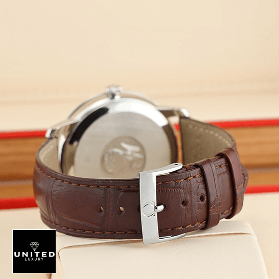 Omega De Ville Prestige 434.13.41.21.03.001 "Blue Dial" Supreme Copy 1:1 omega de ville prestige 424 13 40 20 02 002 back two Omega De Ville Prestige 424_13_40_20_02_002 Leather Replica upside view