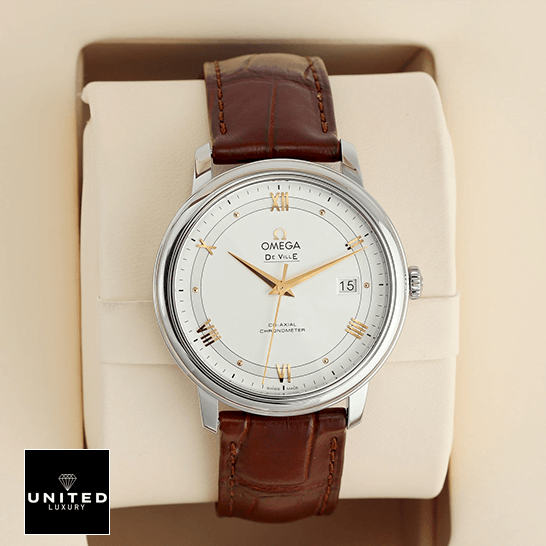 Omega De Ville Prestige 434.13.41.21.03.001 "Blue Dial" Supreme Copy 1:1 omega de ville prestige 424 13 40 20 02 002 front Omega De Ville 424_13_40_20_02_002 White Dial Replica in the box