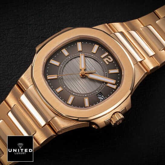 Patek Philippe Nautilus 7011/1R "Rose Gold" Exact Duplicate Quality patek 7011 1r 010 replica 6 Patek Philippe Black Dial Rose Gold Case Replica black background