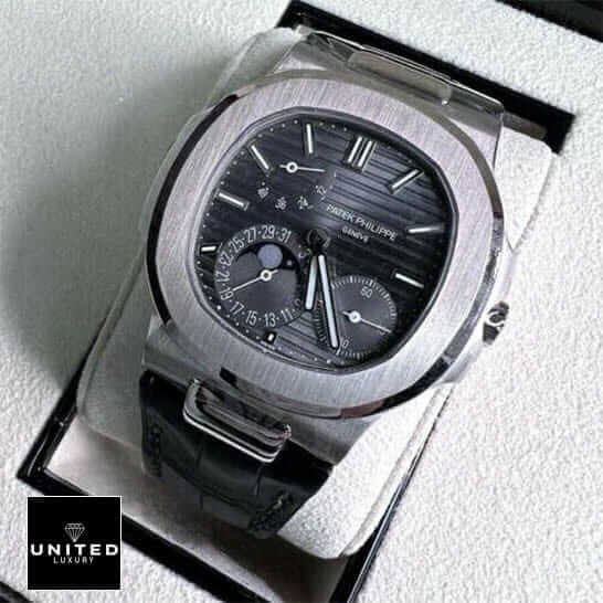 Patek Philippe Nautilus 5712/1A-001 "Moon Phase" Masterpiece Clone patek philippe nautilus moon phase replica 3 Patek Philippe Nautius Moon Phase Grey Dial Replica in the box