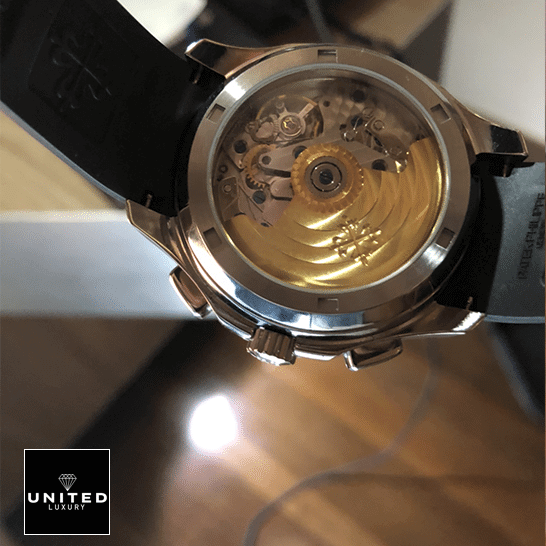 Patek Philippe Aquanaut Chronograph 5167A-001 Perfect Clone Edition patek philippe aquanaut Patek Philippe Aquanaut 5968A001 Steel Mechanism Replica upside view