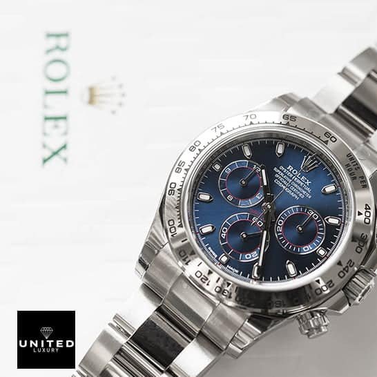 Rolex Daytona Cosmograph 116509 "White Gold Blue Dial" Mirror Clone Quality rolex 116509 blue dial replica 4 Rolex Daytona 116509 Blue Dial S.Steel Bezel Oyster Replica on the Rolex Box