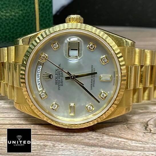 Rolex Day-Date 128238 "Mother of Pearl" Swiss Super Clone rolex 128238 yellow gold replica 3 Rolex Day Date Champagne Dial 128238 Replica