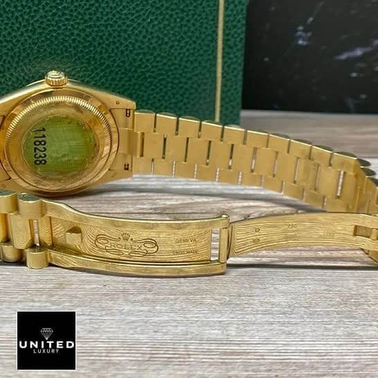 Rolex Day-Date 128238 "Mother of Pearl" Swiss Super Clone rolex 128238 yellow gold replica 5 Rolex Day Date Mop 128238 Replica Yellow Gold Oyster Bracelet open Fold Clasp