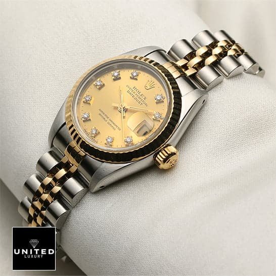 Rolex Datejust Yellow Gold Steel Diamond Dial 69173 "Jubilee" High-End Replica 1:1 rolex 69173 diamond replica2 Rolex Datejust Stainless Steel Jubilee Bracelet Replica White background