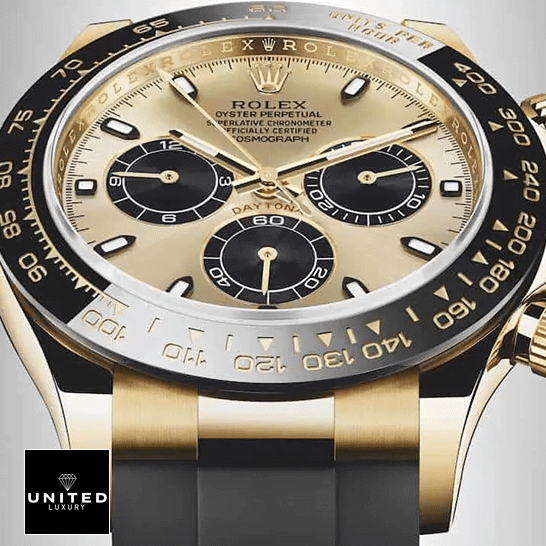 Rolex Daytona Cosmograph 116508 "Black Dial" Signature Replica 1:1 rolex cosmograph daytona replica right Rolex Daytona 116518LN Black Bezel Yellow Gold Case Replica