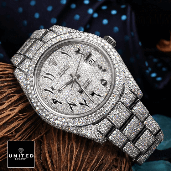 Rolex Datejust 126300 "Iced Out Arabic Dial" Super Clone Quality rolex datejust 116300 replica diamond Rolex Datejust 116300 Iced Out White Diamond Replica