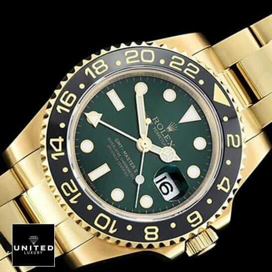 Rolex GMT Master Green Dial Gold Bracelet