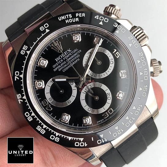 Rolex Daytona Cosmograph 116519LN "Oysterflex" 1:1 Clone Edition rolex oysterflex diamond replica Rolex Daytona Oysterflex 116519LN Black Bezel Stainless Steel Case Replica