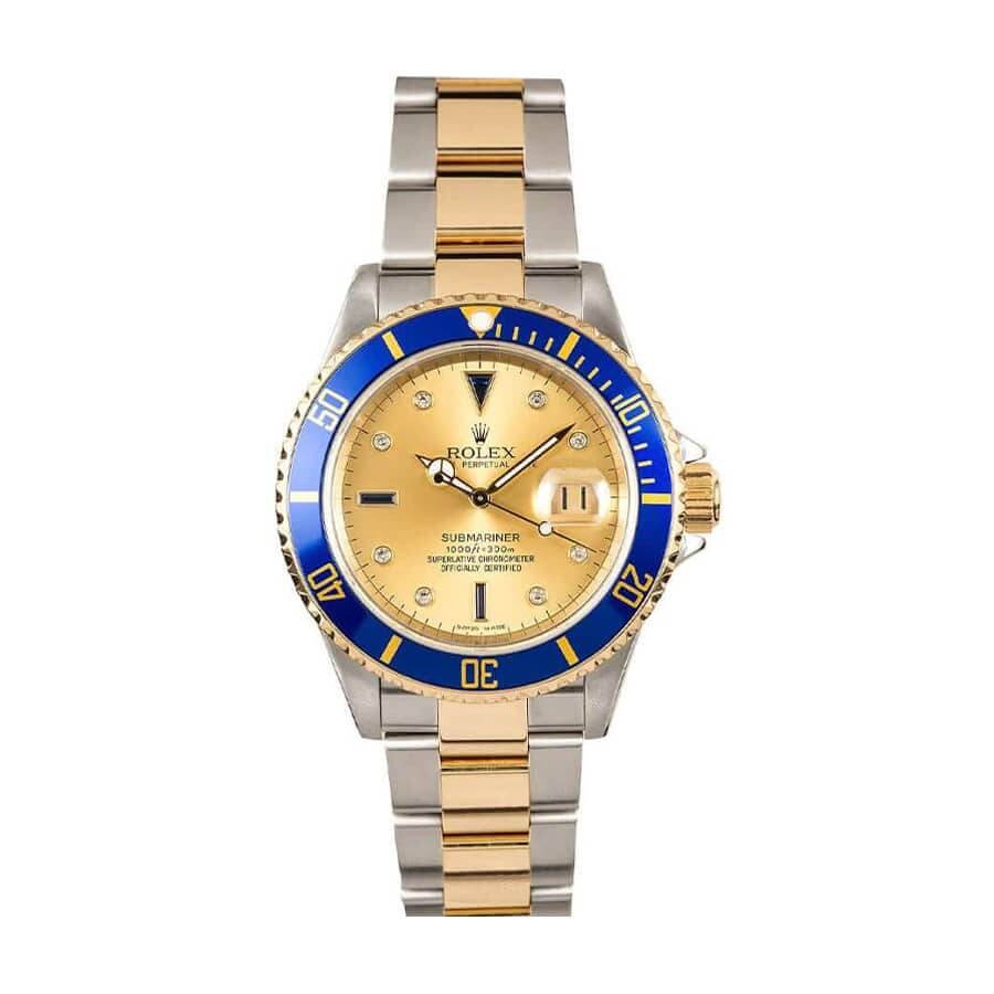 rolex-submariner-two-tone-stainless-steel-gold-diamond-16613-replica
