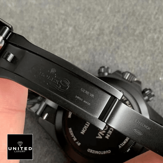 Rolex Cosmograph Daytona 116520 "Blaken" True to Original Copy Rolex Blaken Daytona Date Open Fold Clasp 116520 Replica on his hands