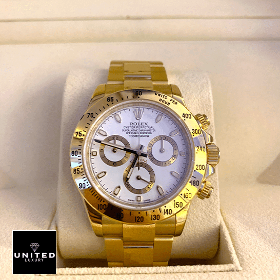 Rolex Cosmograph Daytona 116528 Exact Replica 1:1 Rolex Daytona 116528 Yellow Gold Bezel White Dial Oyster Replica
