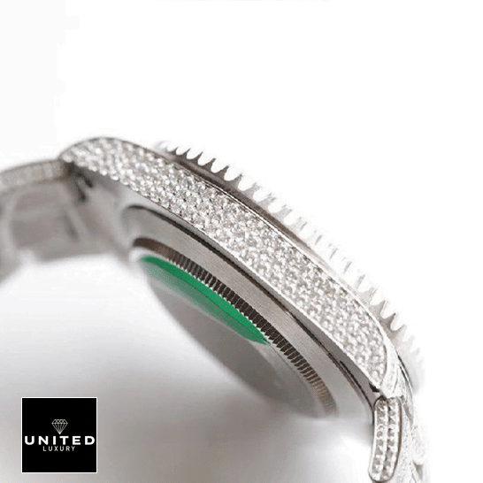 Rolex Submariner 116610LN-97200 "Iced Out" Precision Clone rolex submariner 116610LN 97200 black disk watch replica left Rolex Submariner Diamond Custom Case 116610LN-97200 Iced Out Replica